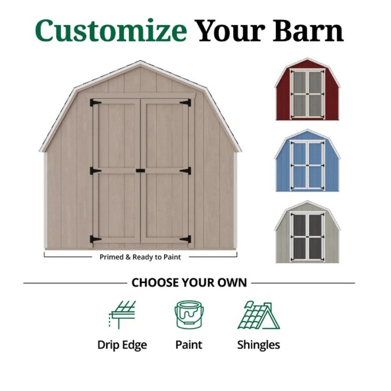 8x14 Value Gambrel Barn Wood Shed Kit w/ 4' Sidewall (8x14-VGB-4-PC)