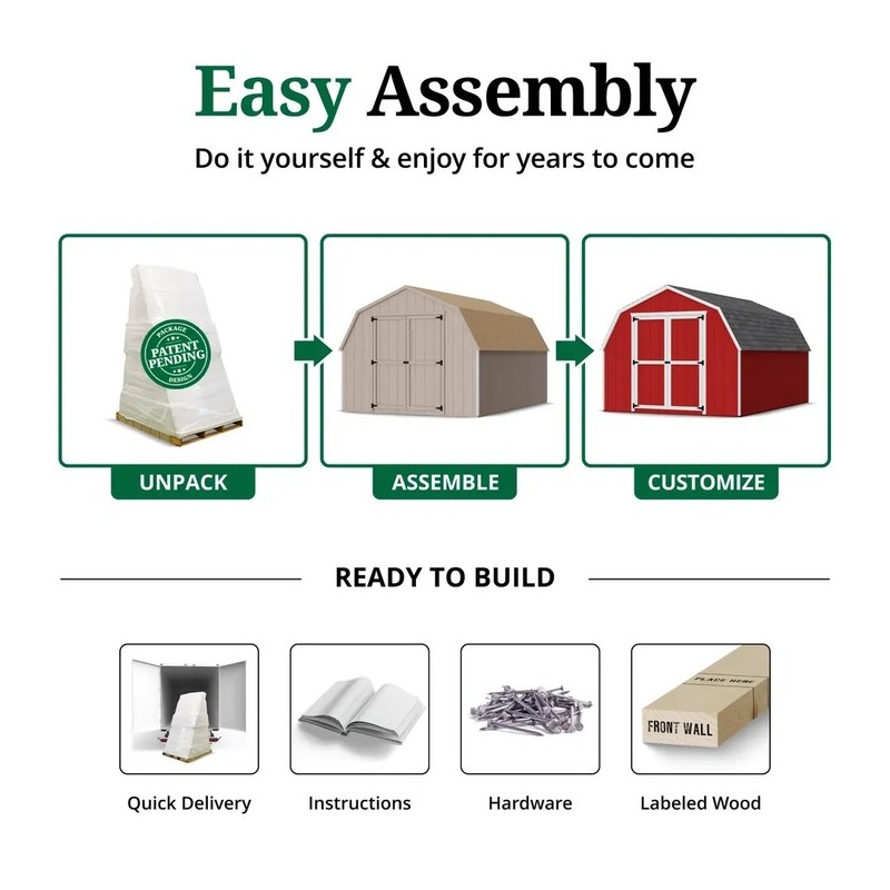 8x14 Value Gambrel Barn Wood Shed Kit w/ 4' Sidewall (8x14-VGB-4-PC)