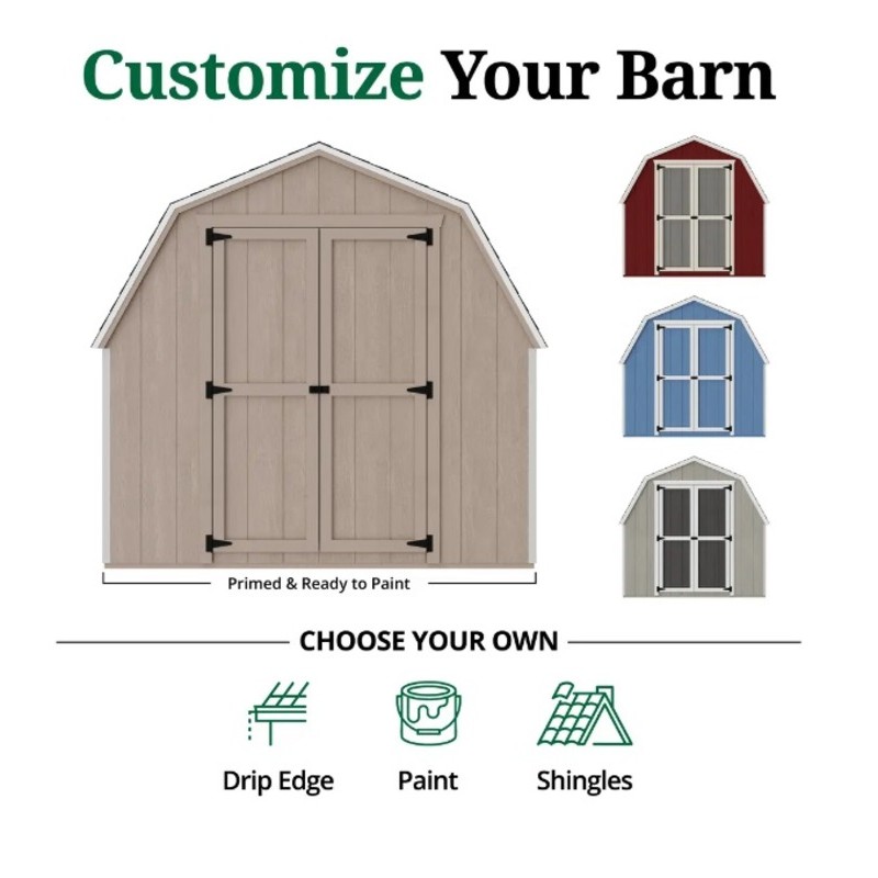 Little Cottage Co. 8x16 Value Gambrel Barn Wood Shed Kit w/ 4' Sidewall (8x16-VGB-4-PC)