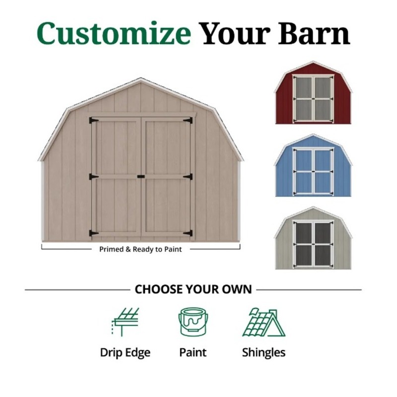 10x10 Value Gambrel Barn Wood Shed Kit w/ 4' Sidewall (10x10-VGB-4-PC)