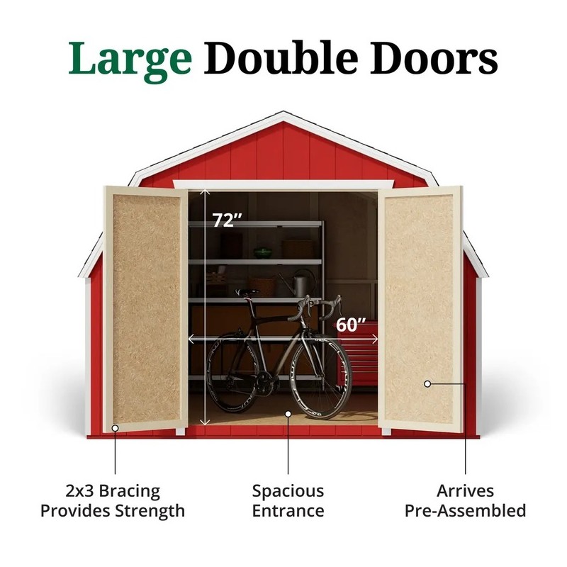 10x10 Value Gambrel Barn Wood Shed Kit w/ 4' Sidewall (10x10-VGB-4-PC)