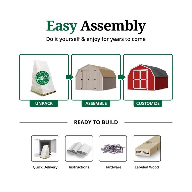 10x12 Value Gambrel Wood Shed Kit w/ 4' Sidewall (10x12-VGB-4-PC)