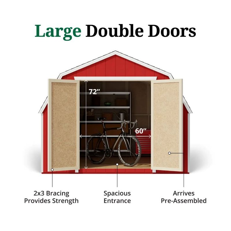 10x14 Value Gambrel Barn Wood Shed w/ 4' Side Walls (10x14-VGB-4-PC)