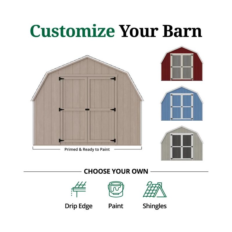 10x18 Value Gambrel Barn Wood Shed w/ 4' Sidewall (10x18-VGB-4-PC)