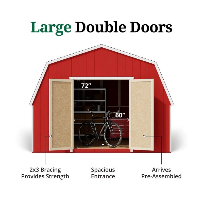 12x14 Value Gambrel Barn Wood Shed w/ 4' Sidewall (12x14-VGB-4-PC)