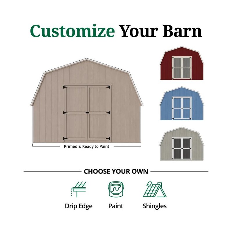 12x18 Value Gambrel Barn Wood Shed w/ 4' Sidewall (12x18-VGB-4-PC)