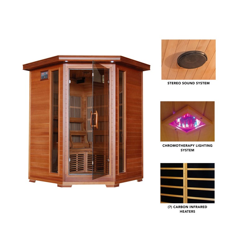 Heat Wave Hudson Bay - Cedar 3 Person FAR Sauna Corner Unit (SA1312)
