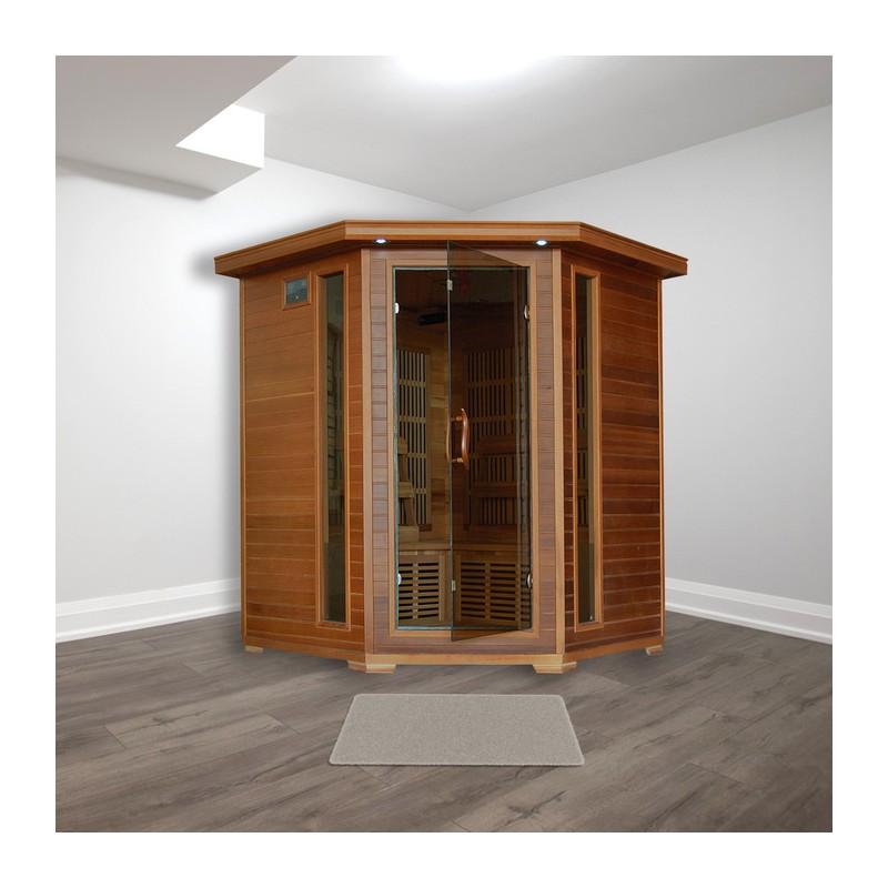 Heat Wave Whistler - Cedar 4 Person FAR Infrared Sauna With Carbon Heaters - Corner Unit (SA1320)