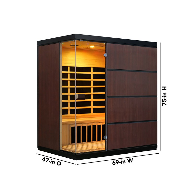Blue Wave Sirona 4-Person Hemlock Contemporary Design Infrared Sauna w/ 8 Carbon Heaters (SA7009)