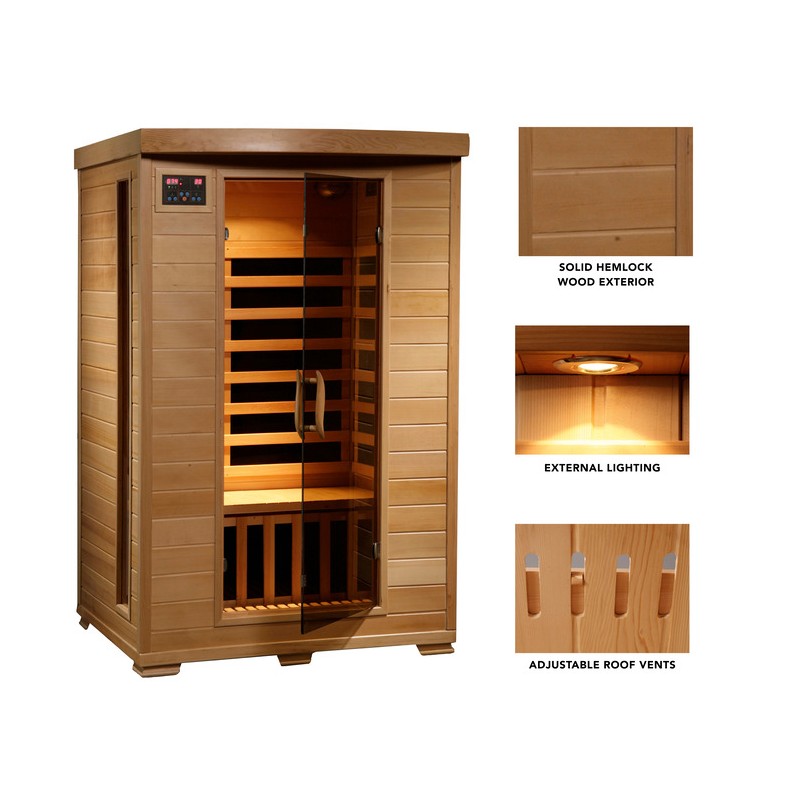 Blue Wave Heat Wave Coronado - Hemlock 2 Person FAR Infrared Sauna With Carbon Heaters (SA2409)