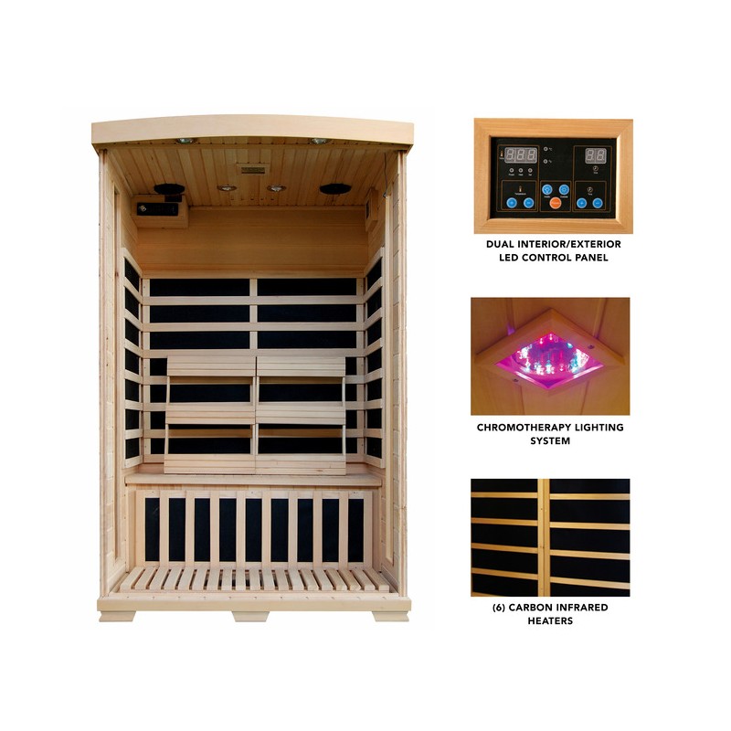 Blue Wave Heat Wave Coronado - Hemlock 2 Person FAR Infrared Sauna With Carbon Heaters (SA2409)