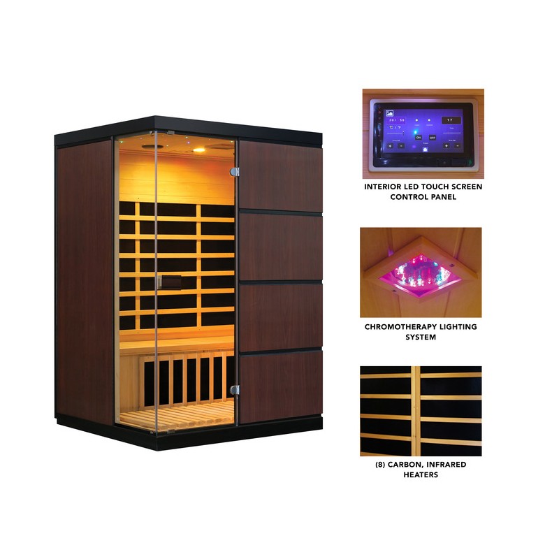 Blue Wave Sirona 3-Person Hemlock Contemporary Design Infrared Sauna w/ 8 Carbon Heaters (SA7008)
