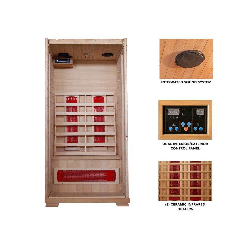 Heat Wave Buena Vista - Hemlock 1 Person FAR Infrared Sauna With Ceramic Heaters (SA2400)