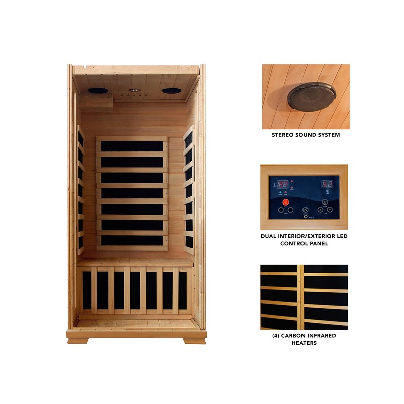 Blue Wave Heat Wave Buena Vista - Hemlock 1-2 Person FAR Infrared Sauna With Carbon Heaters (SA2402)
