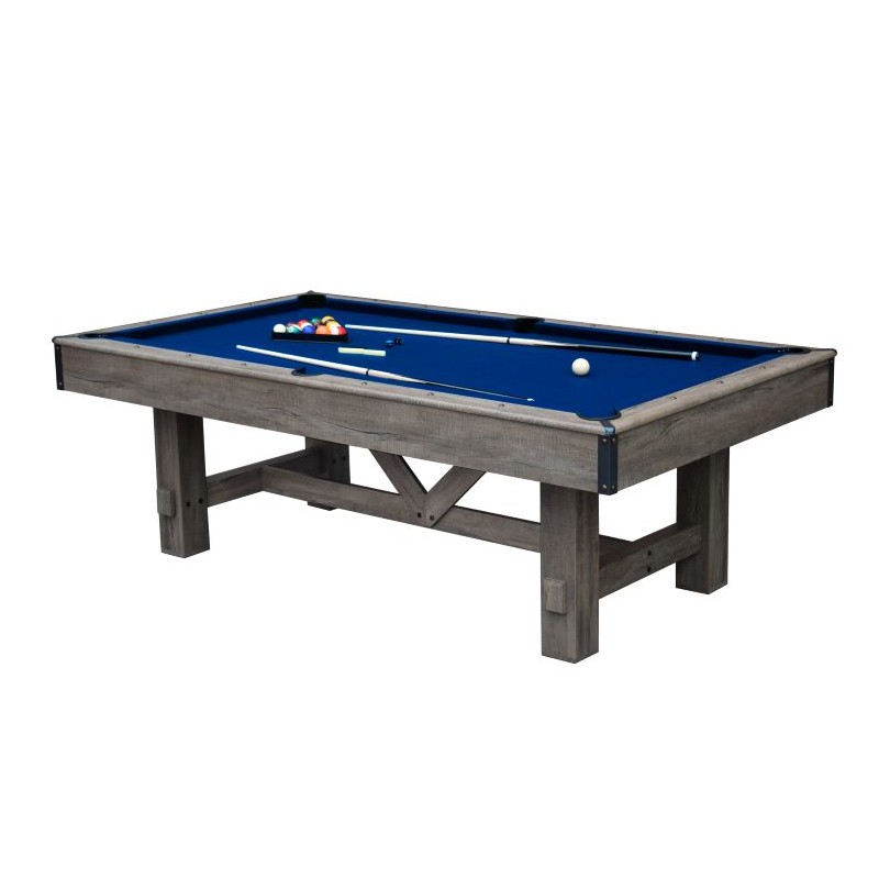 Hathaway Logan 7-ft Pool Table Combo Set with Benches - Rustic Gray with Blue Felt (BG50348)