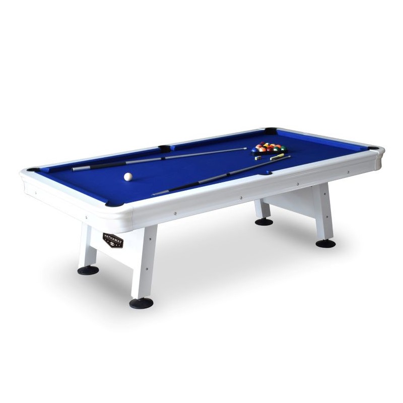 Hathaway Alpine 8-ft Outdoor Pool Table - White with Blue Felt (BG3147)