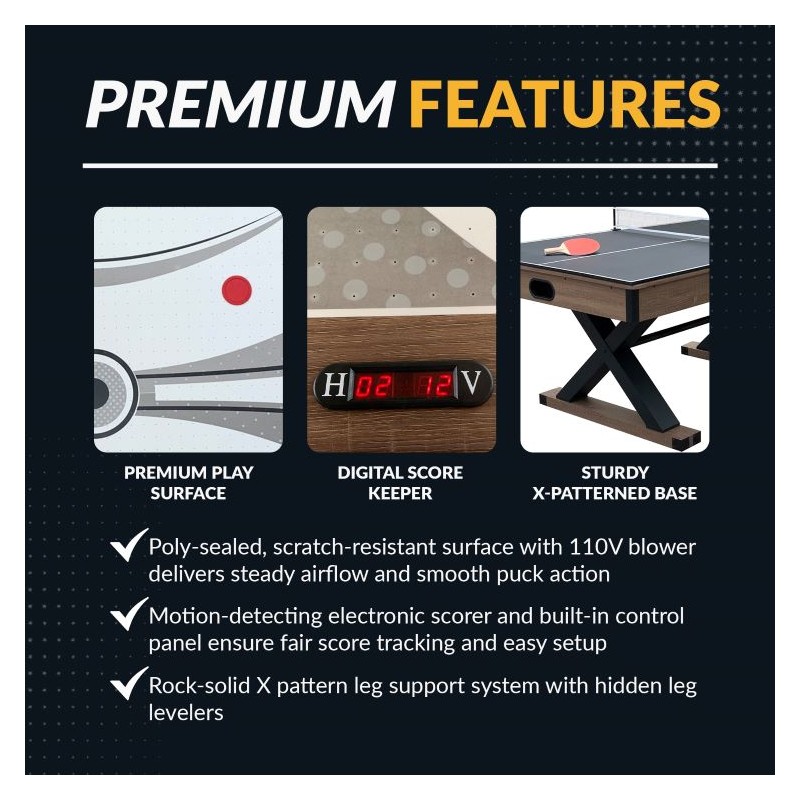 Hathaway Excalibur 72-in Air Hockey Table and Table Tennis (BG50337)