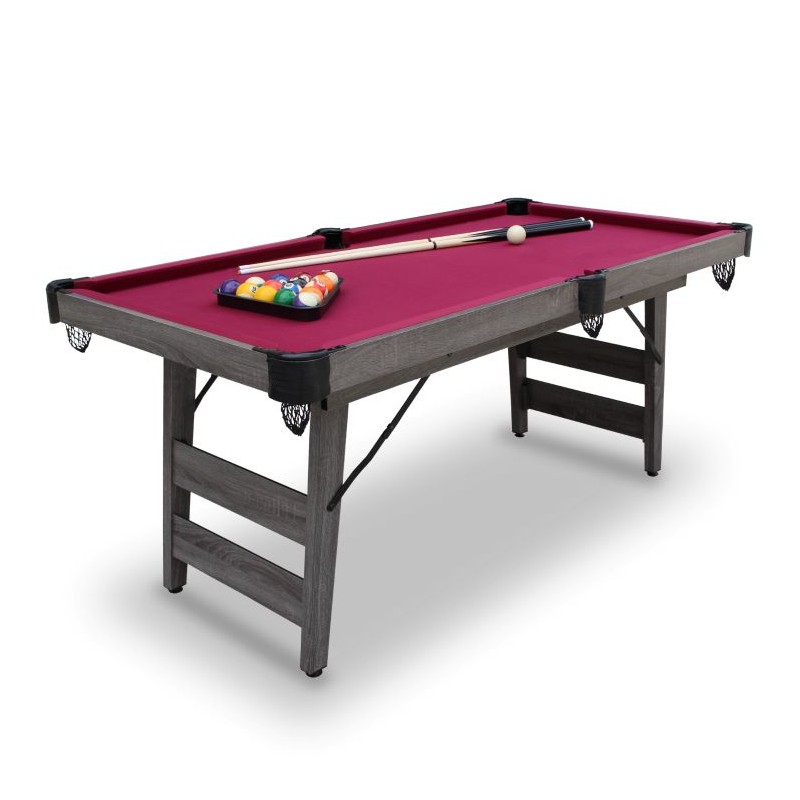 Hathaway Pendleton 6-ft Portable Pool Table - Driftwood Finish with Burgundy Felt (BG50379)