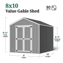 Little Cottage Co. 8x10 Value Gable Wood Shed Kit (8x10-VGS-PC)