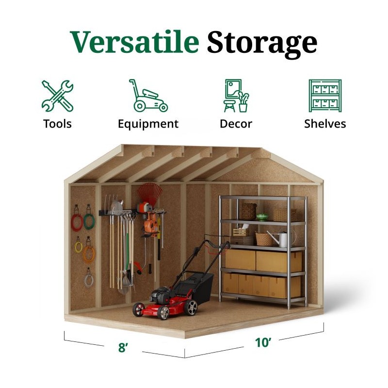 Value Gable 8x10 Wood Storage Shed Kit (8x10-VGS-PC)