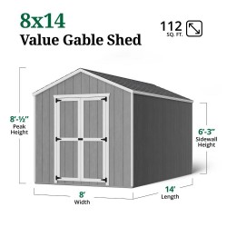 Little Cottage Co. 8x14 Value Gable Wood Shed Kit (8x14-VGS-PC)