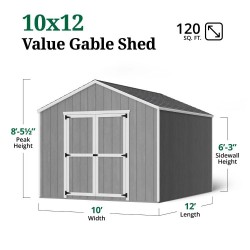 Little Cottage Co. 10x12 Value Gable Wood Shed Kit (10x12-VGS-PC)
