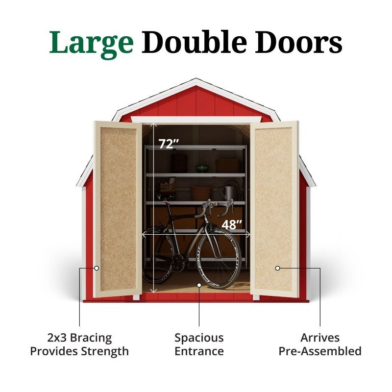 Little Cottage Co. 8x14 Value Gambrel Barn Wood Shed Kit w/ 4' Sidewall (8x14-VGB-4-PC)