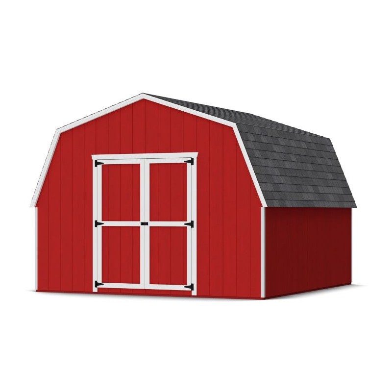 Little Cottage Co. 12x12 Value Gambrel Barn Wood Shed Kit with 4' Sidewall (12x12-VGB-4-PC)