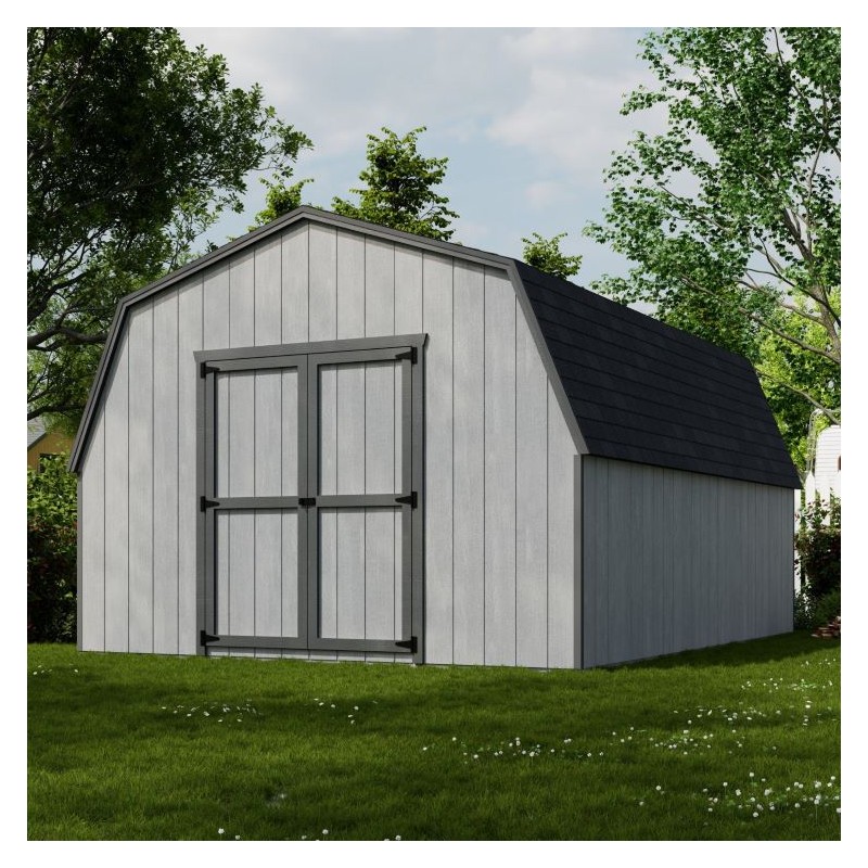 12x16 Value Gambrel Barn Wood Shed w/ 4' Sidewall (12x16-VGB-4-PC)