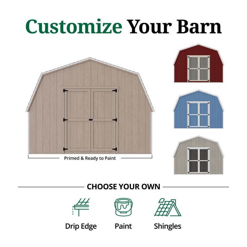 12x24 Value Gambrel Barn Wood Shed w/ 4' Sidewall (12x24-VGB-4-WPC)