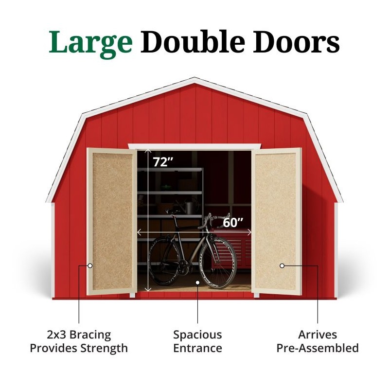 12x24 Value Gambrel Barn Wood Shed w/ 4' Sidewall (12x24-VGB-4-WPC)