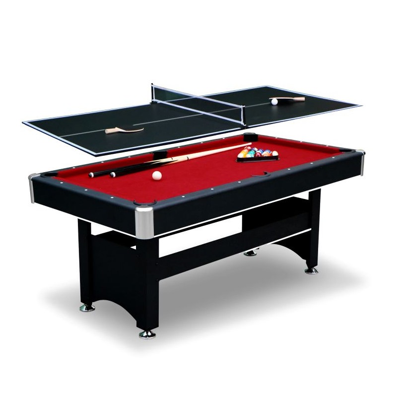Hathaway Spartan 6-ft Pool Table with Table Tennis Top - Black with Red Felt (BG50310)