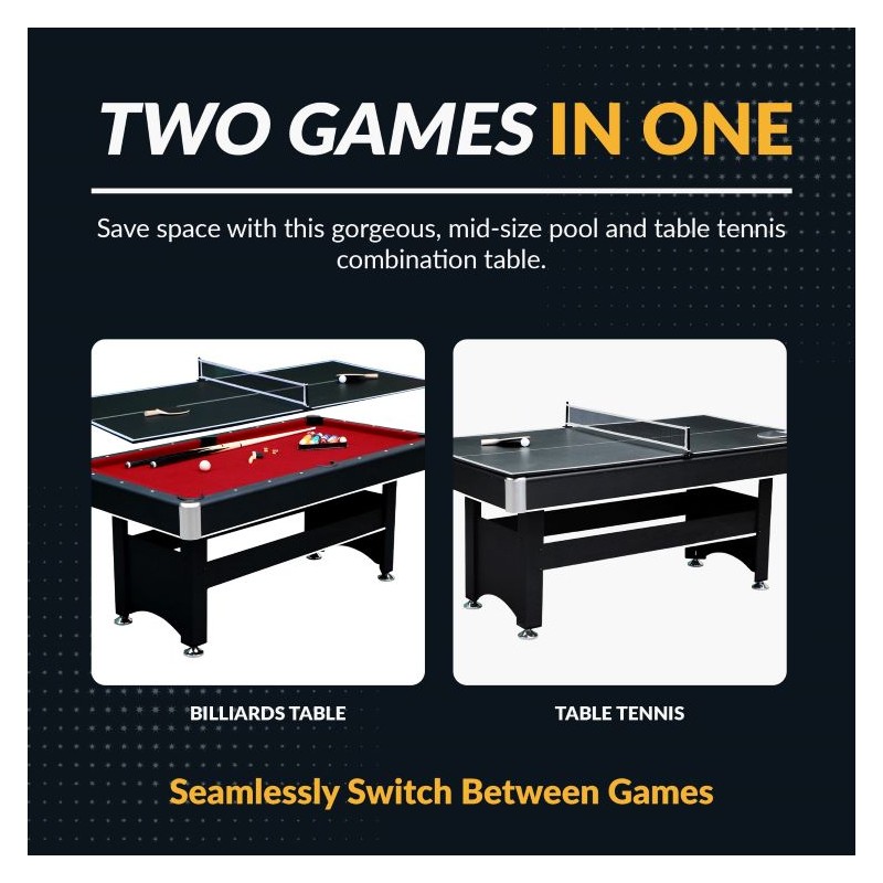 Hathaway Spartan 6-ft Pool Table with Table Tennis Top (BG50310)