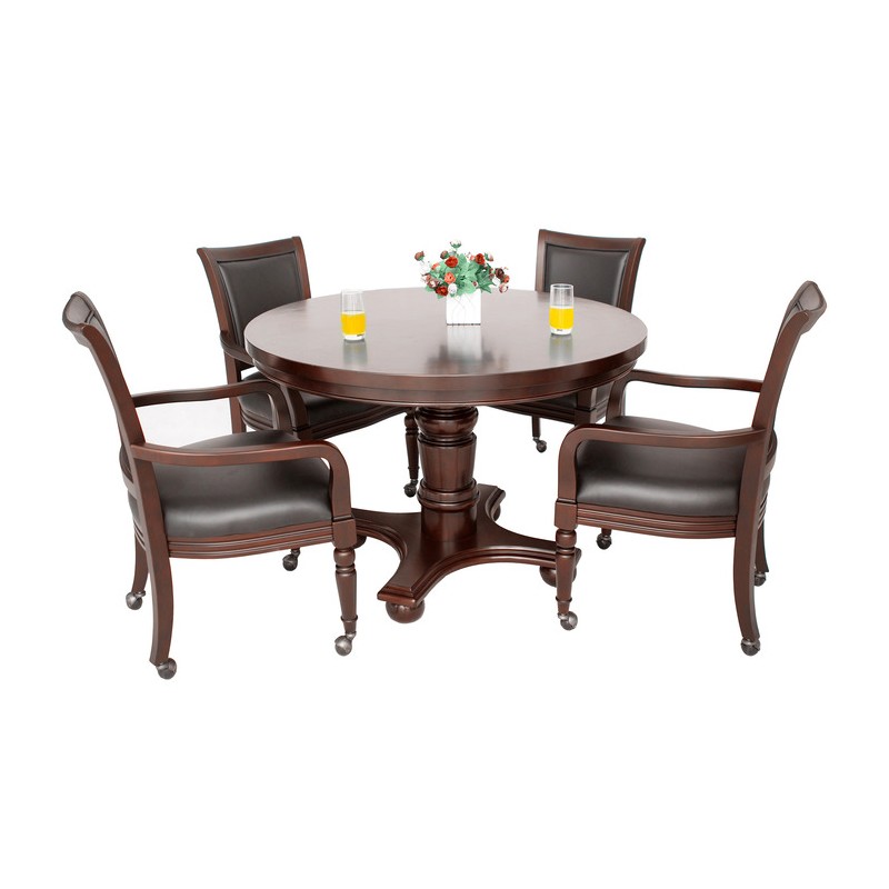 Hathaway Bridgeport 48-in Poker Table & Dining Top w/ 4 Arm Chairs - Walnut Finish (BG2348W)