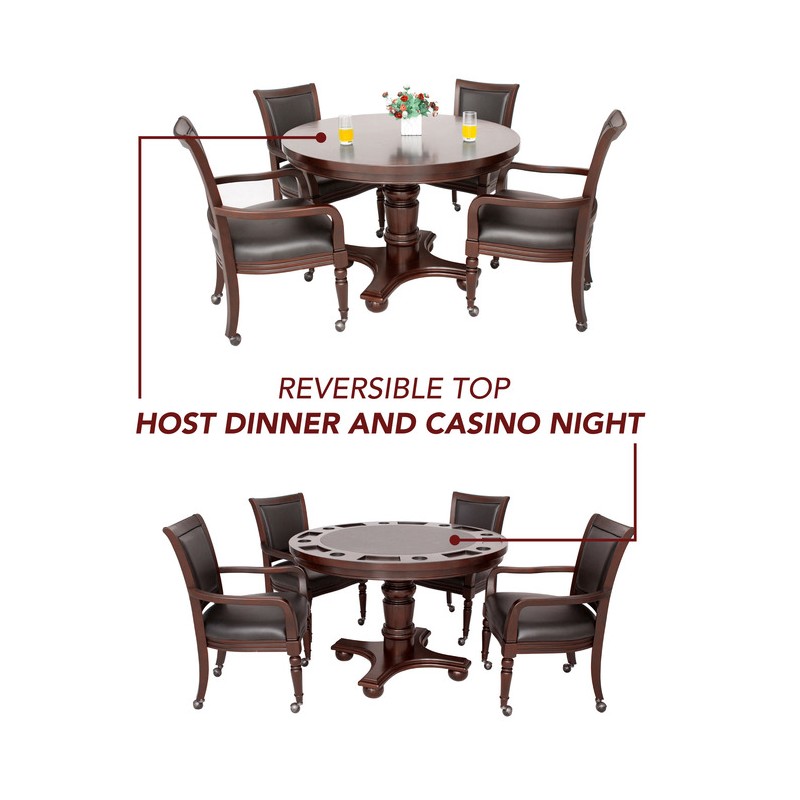 Bridgeport 48-in Poker Table & Dining Top w/ 4 Arm Chairs (BG2348W)