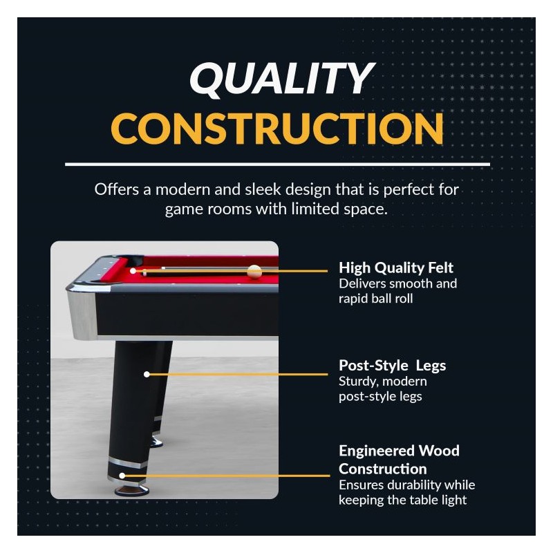 Hathaway Jupiter 7-ft Pool Table - Black with Red Felt (BG50320)