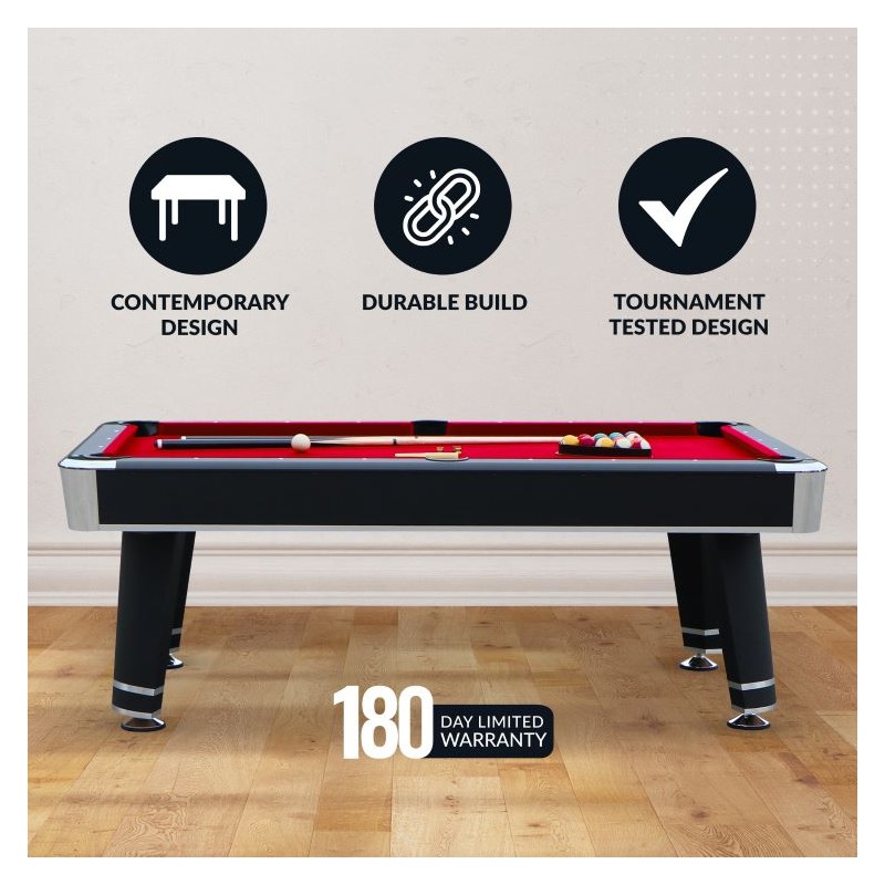 Hathaway Jupiter 7-ft Pool Table - Black with Red Felt (BG50320)