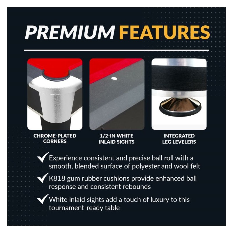 Hathaway Jupiter 7-ft Pool Table - Black with Red Felt (BG50320)