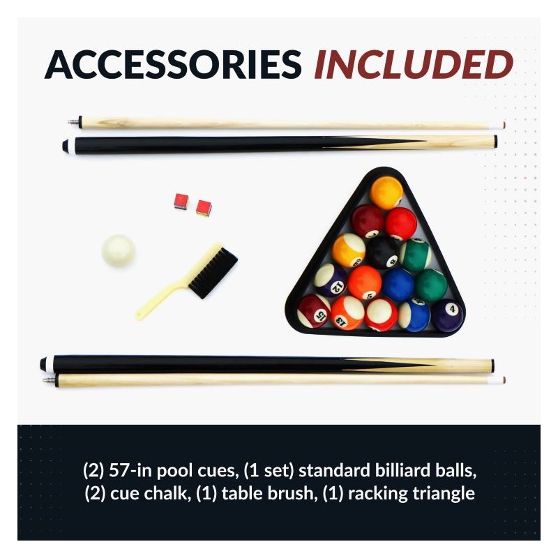 Hathaway Jupiter 7-ft Pool Table - Black with Red Felt (BG50320)