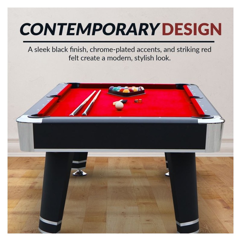 Hathaway Jupiter 7-ft Pool Table - Black with Red Felt (BG50320)