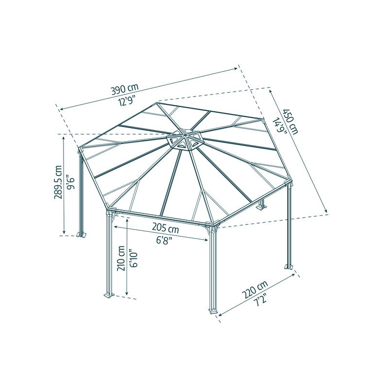 Palram - Canopia 15x13x9 Monaco Hexagon Garden Gazebo Kit (HG9160)