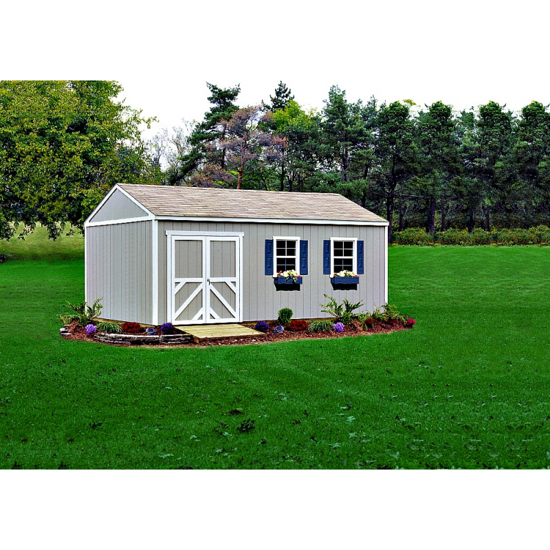 handy home columbia 12x16 wood storage shed kit w/ floor