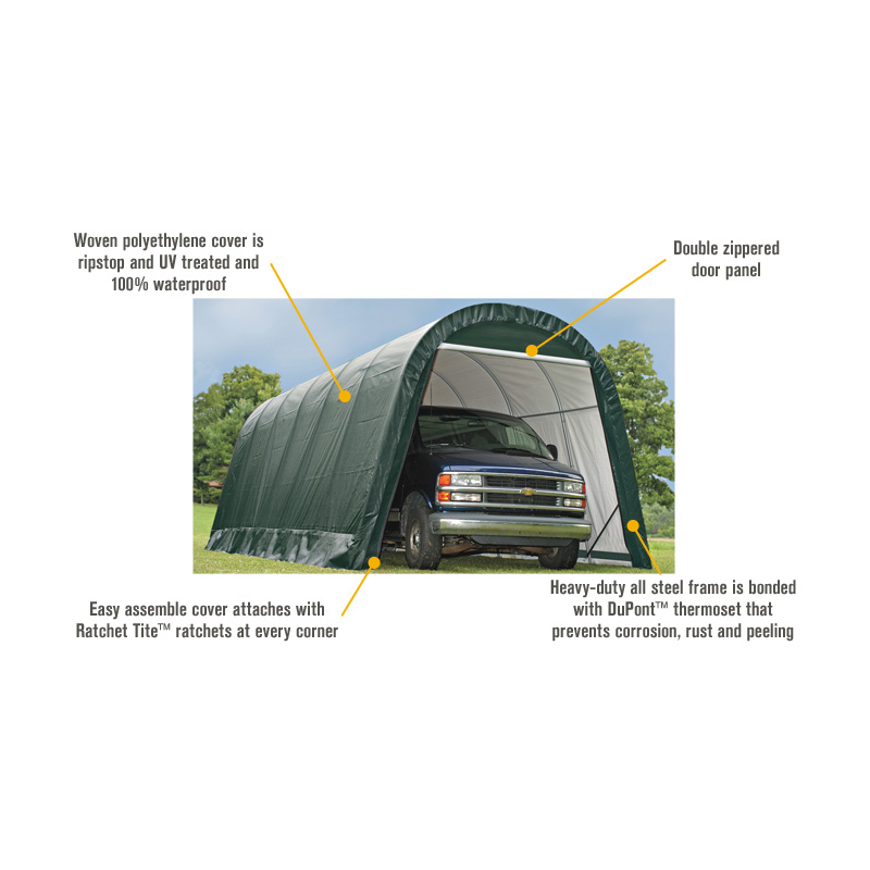 ShelterLogic 13x24x10 Round Style Shelter, Green (74342)