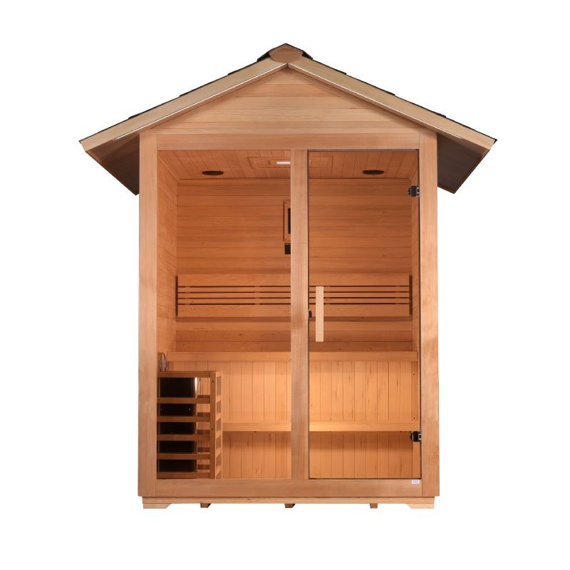Golden Designs Arlberg 3 Person Traditional Outdoor Sauna -  Canadian Hemlock (GDI-8103-01)