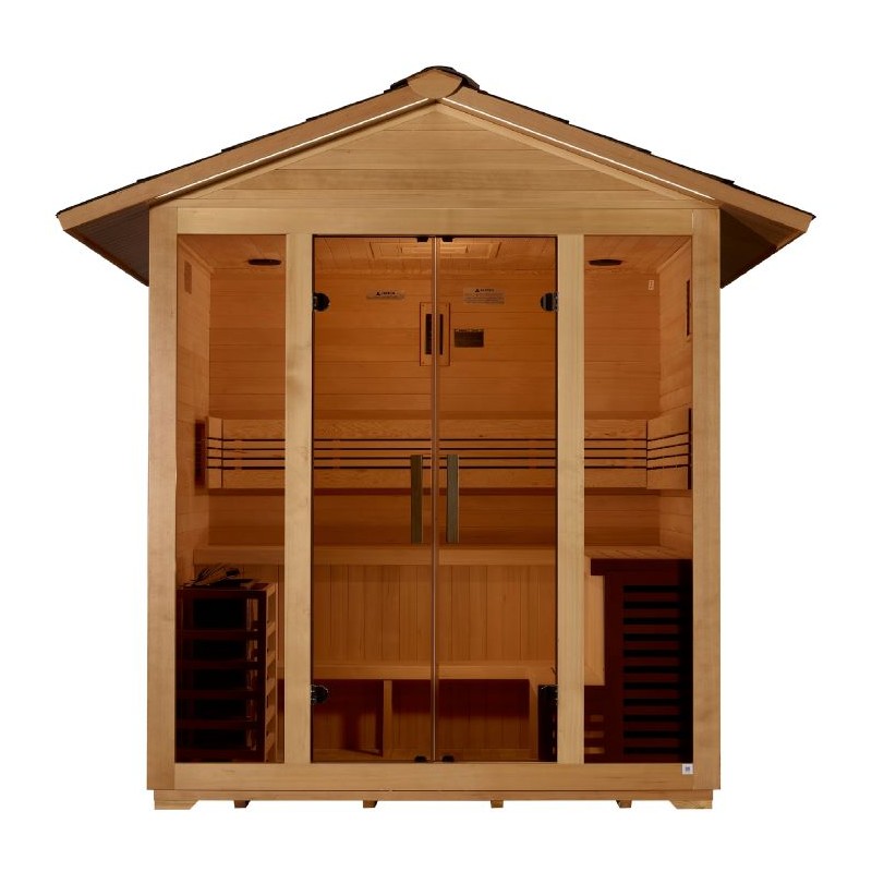 Golden Designs Vorarlberg 5 Person Traditional Outdoor Sauna - Canadian Hemlock (GDI-8105-01)