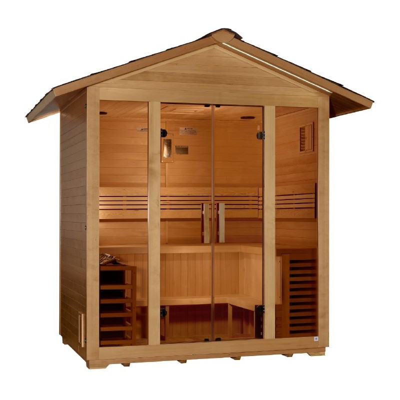 Golden Designs Vorarlberg 5 Person Traditional Outdoor Sauna - Canadian Hemlock (GDI-8105-01)