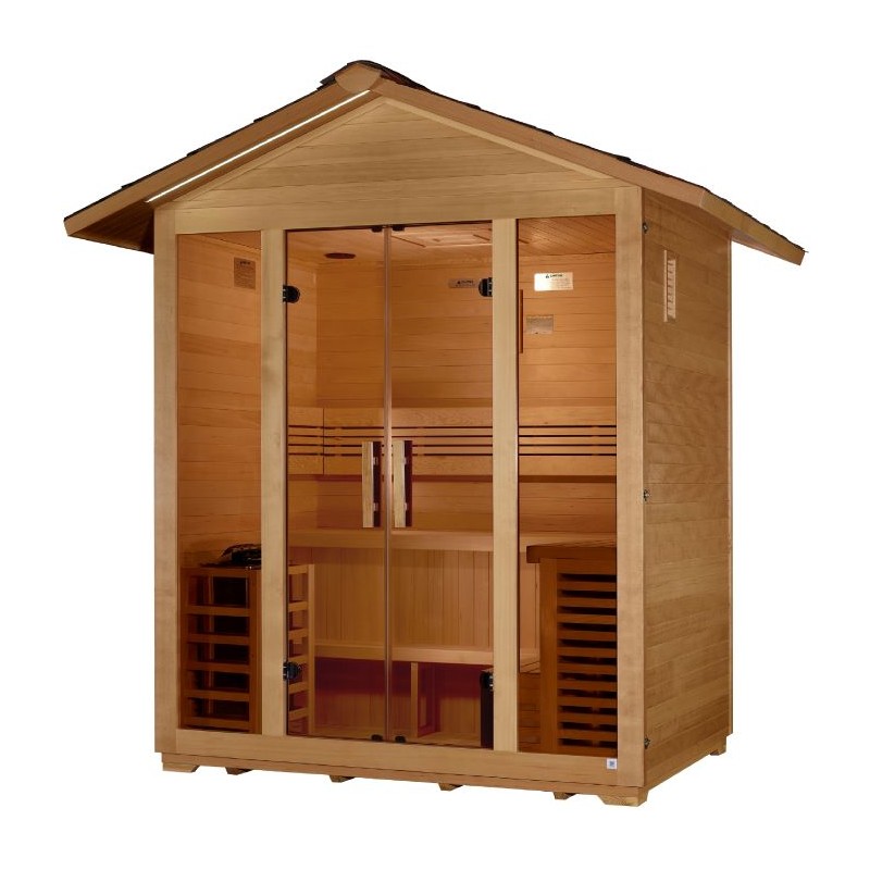 Golden Designs Vorarlberg 5 Person Traditional Outdoor Sauna - Canadian Hemlock (GDI-8105-01)