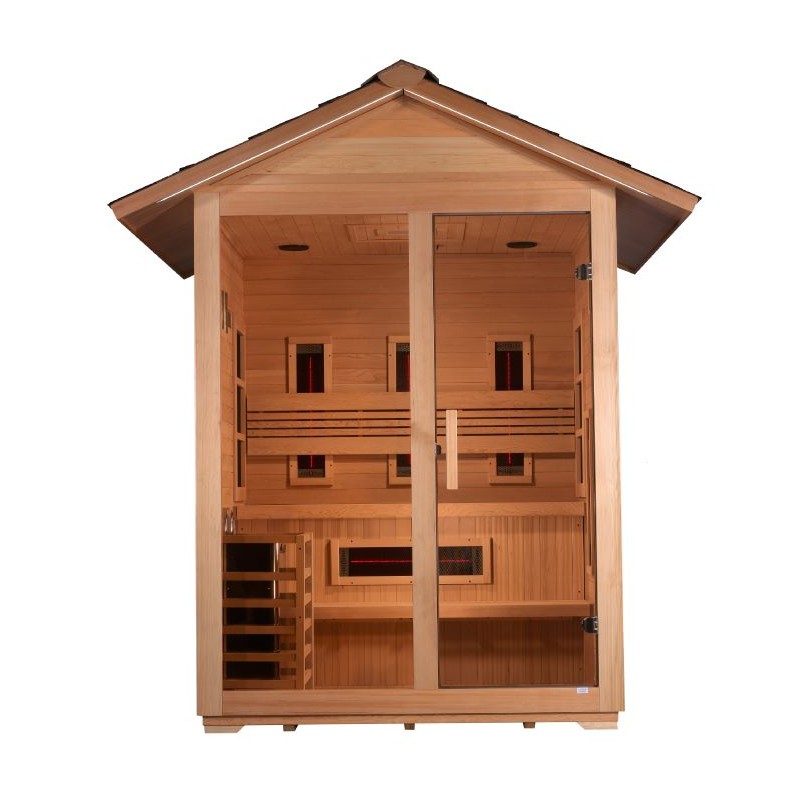 Golden Designs Carinthia 3 Person Hybrid Outdoor Sauna - Canadian Hemlock (GDI-8123-01)