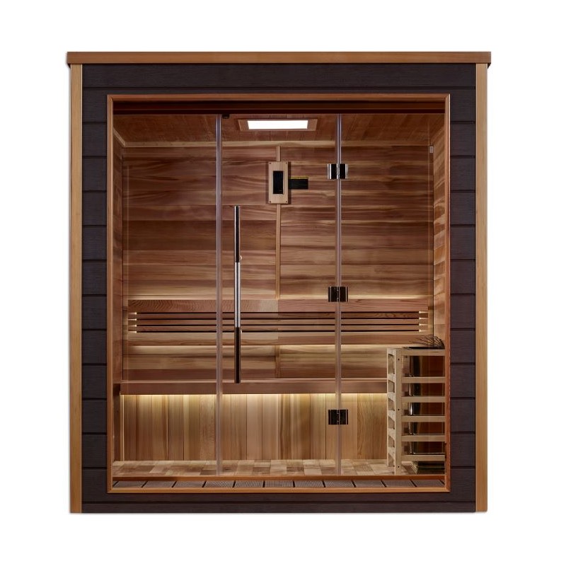 Golden Designs Drammen 3 Person Outdoor Traditional Sauna - Canadian Red Cedar Interior (GDI-8203-01)