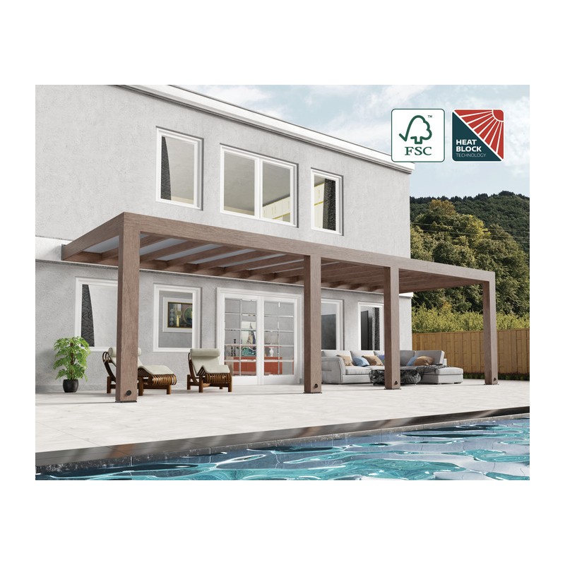 Palram - Canopia Helsinki 10' x 28' Patio Cover - Brown/Light Gray (HG9269)